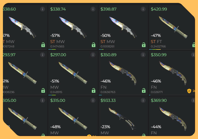 CS2 case hardened skins on DMarket
