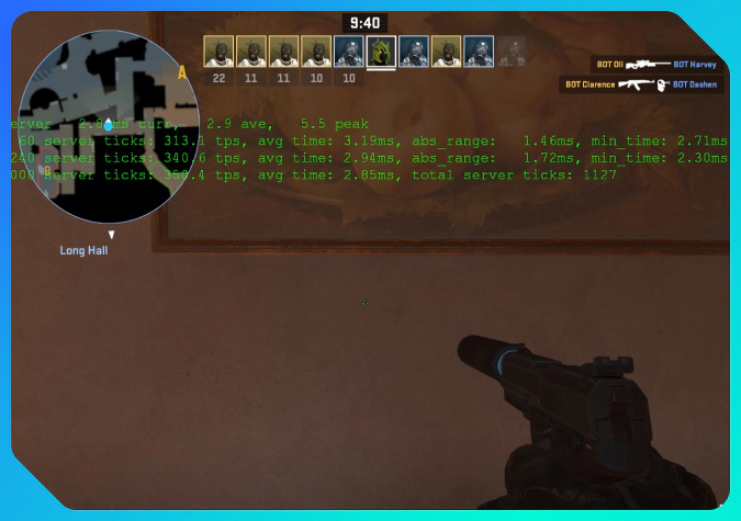 result after cs2 command cl_showfps 3