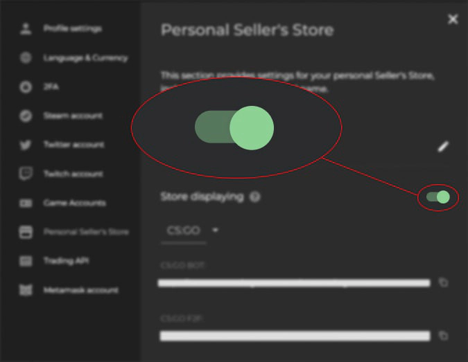 store displaying on DMarket